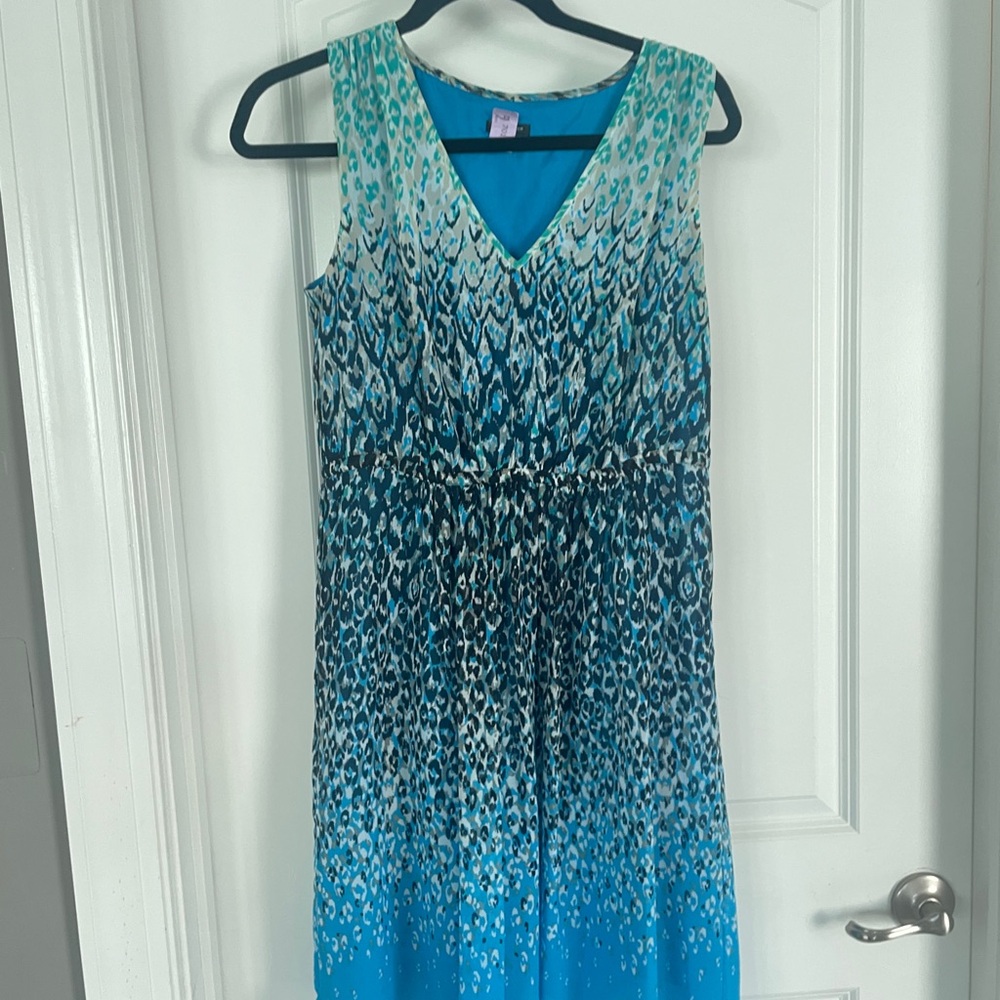 Ann Taylor Blue and Black Leopard Print Dress